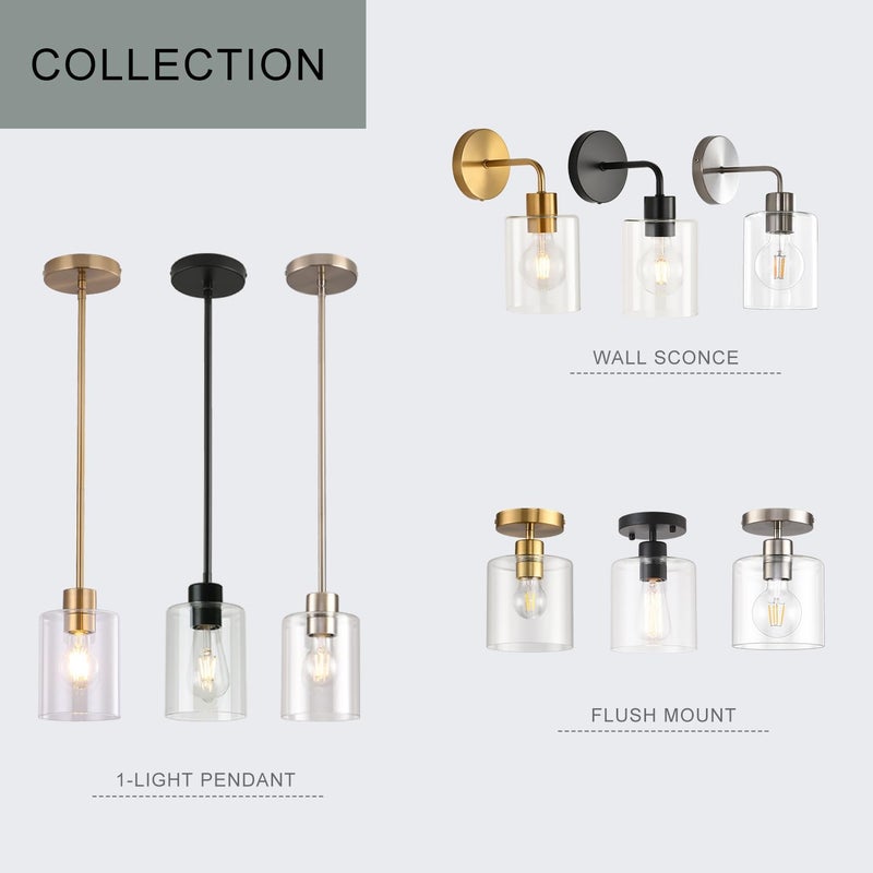 KLSS Modern Brass Semi Flush Mount Light Fixture for Entryway & Hallway, Gold Finish - Image 3